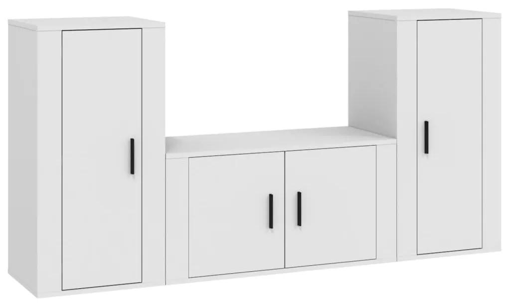 Conjunto de 3 Móveis de Parede para TV Flix - Branco - Design Moderno