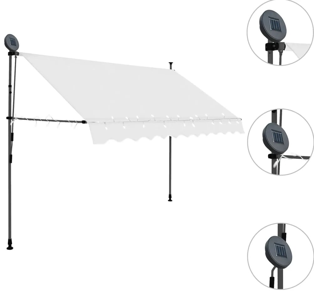 Toldo retrátil manual com LED 250 cm creme