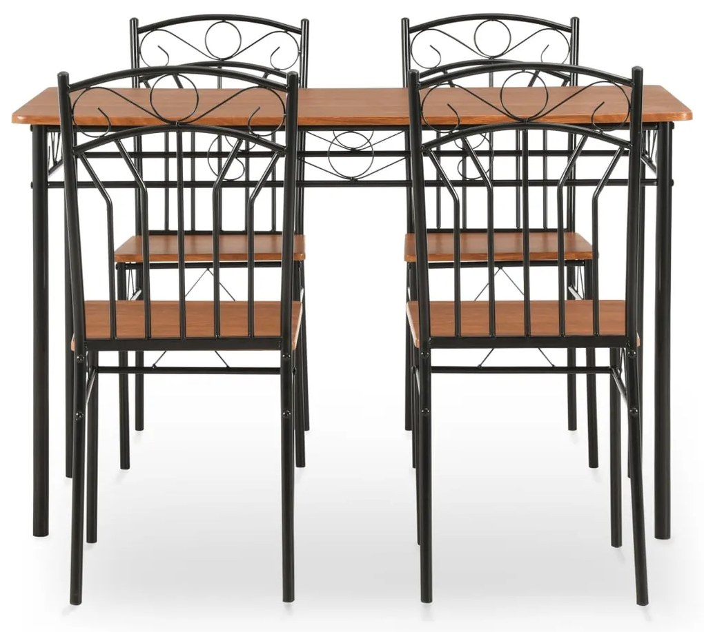 5 pcs conjunto de jantar em MDF e aço castanho