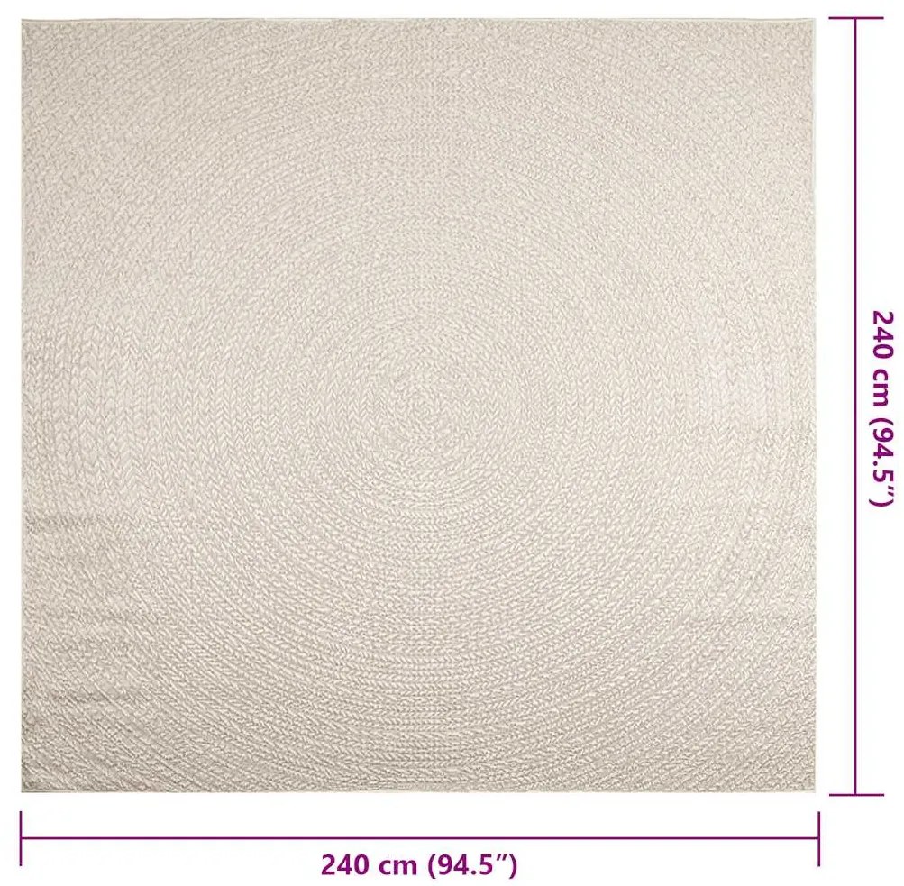 Tapete ZIZUR creme 240x240cm aspeto de juta interior e exterior