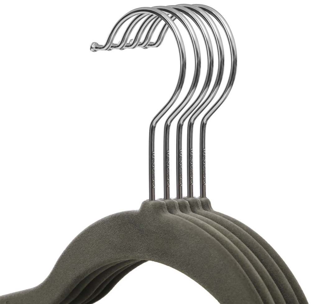 Conjunto de 20 cabides de veludo 45 x 24 cm cinzento
