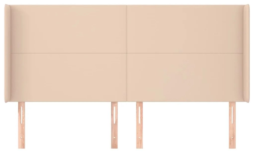 Cabeceira cama c/ abas couro artif. 203x16x118/128cm cappuccino