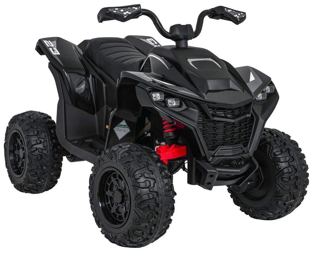 Moto 4 elétrica para crianças 12V 4x4 Fast Wheel, Controle remoto, Rodas Espuma EVA, assento couro ecológico Preta