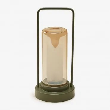 Lâmpada De Mesa Led Sem Fios Para Exterior Em Ferro E Vidro Sorlix Verde Azeitona Intenso - Sklum