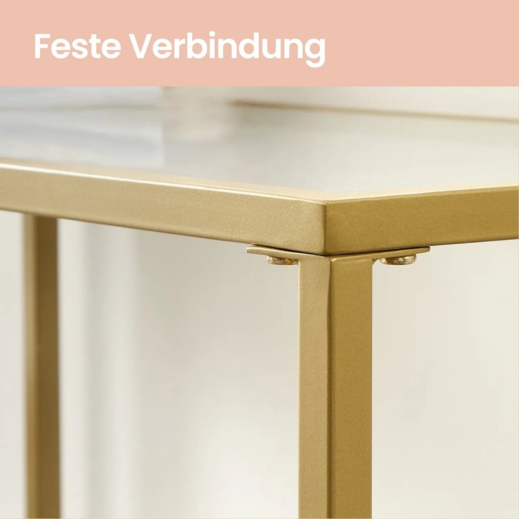 Mesa consola entrada linhas simples 20 x 100 x 80 cm vidro, aço Dourada