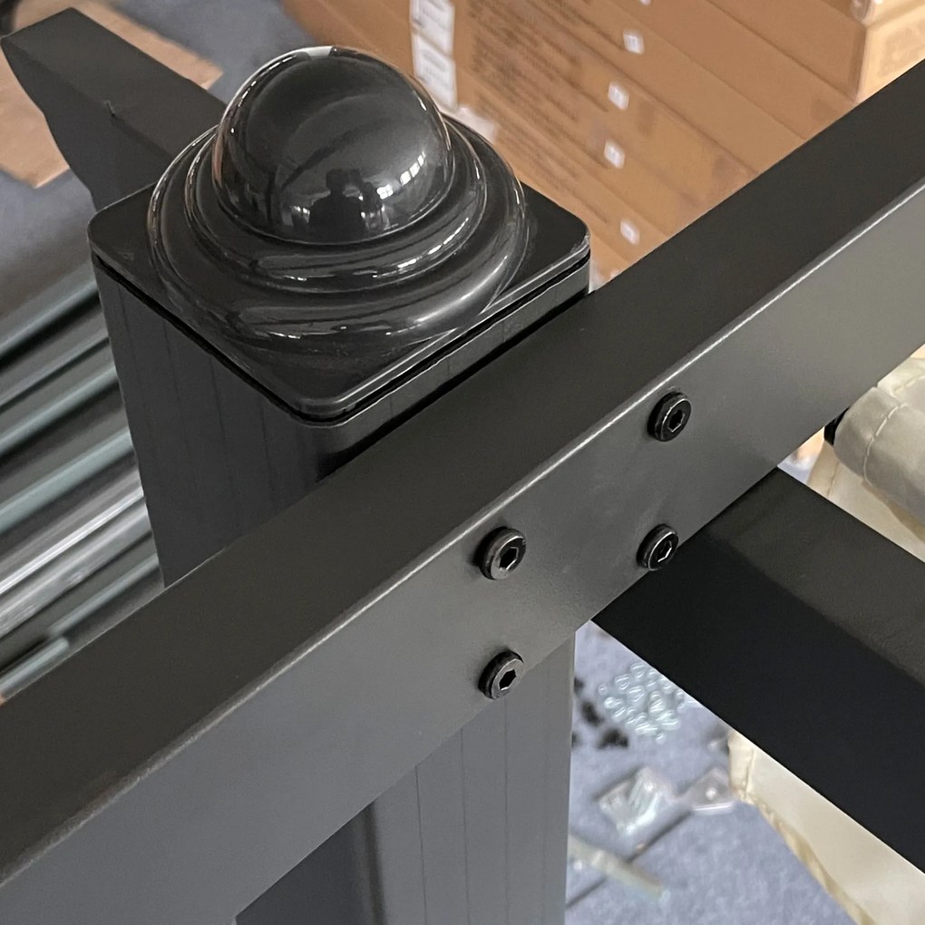 Outsunny Pérgola de Alumínio 4x3 Pérgola de Jardim com Teto Retrátil Tecido de Poliéster e 8 Orifícios de Drenagem para Pátio Terraço Exterior Creme