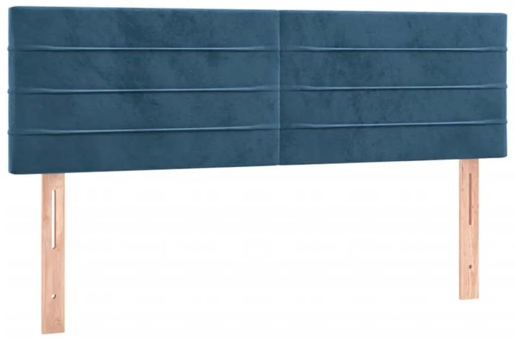 Cama box spring c/ colchão/LED 140x200 cm veludo azul-escuro