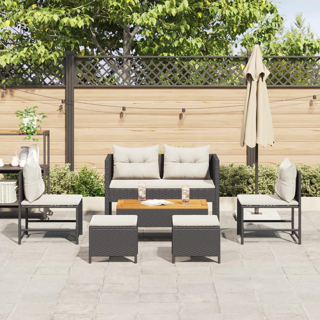 Conjunto de Sofás Externos Preto Rattan Sintético Médio