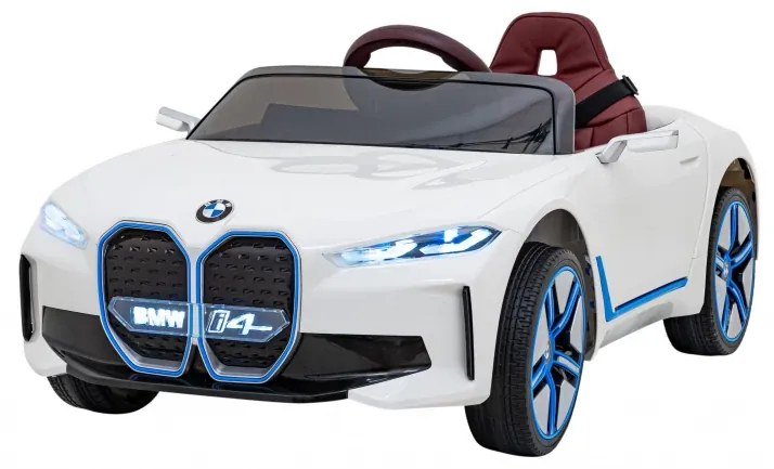 Carro elétrico para Crianças BMW I4 12V, Rodas Espuma EVA, Assento couro ecológico Branco
