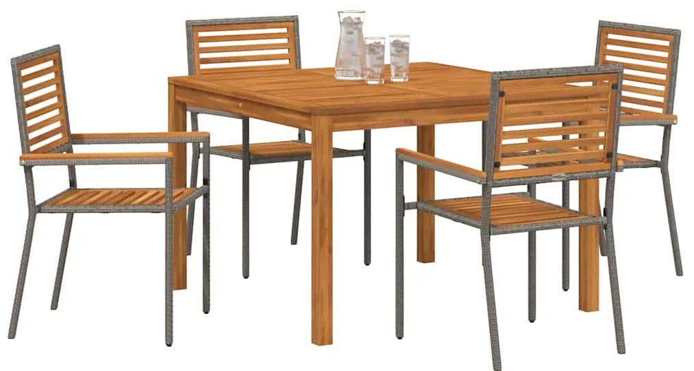 Conjunto de Jantar para Jardim 5 pcs Cinzeto 110 x 110 x 75 cm