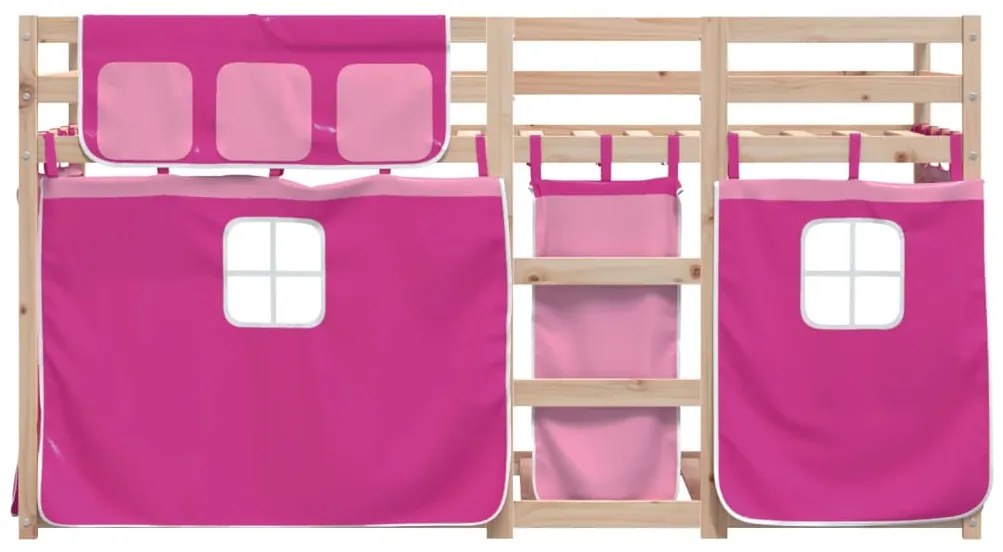 Beliche com cortinas 90x190 cm madeira de pinho maciça rosa