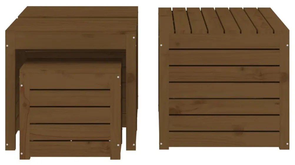 4 pcs conjunto de caixas de jardim pinho maciço castanho mel