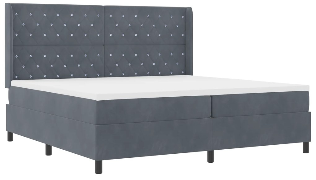 Cama Box Spring com Colchão VidaXL Cinza Escuro 200x200 cm Veludo