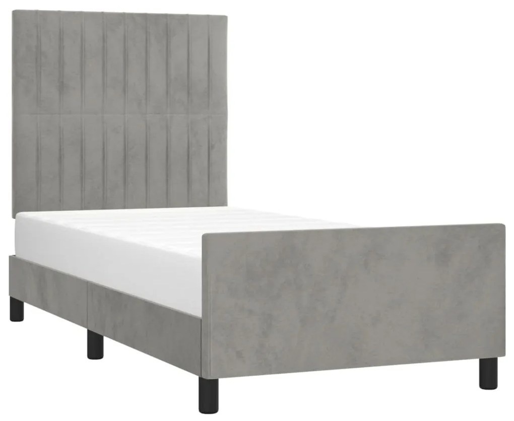 Estrutura de cama sem colchão 80x200 cm veludo cinzento-claro