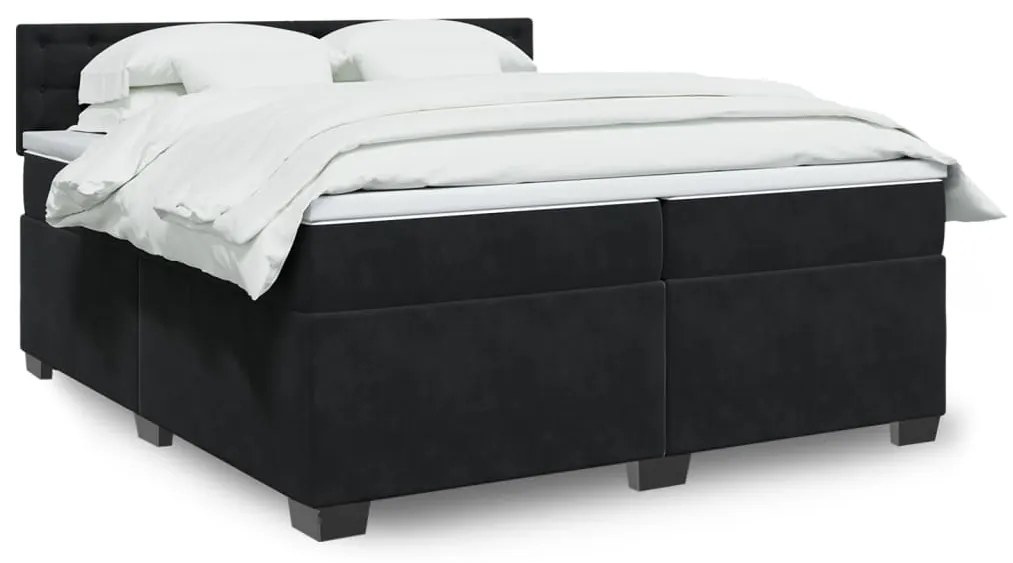 vidaXL Cama com molas/colchão 200x200 cm veludo preto