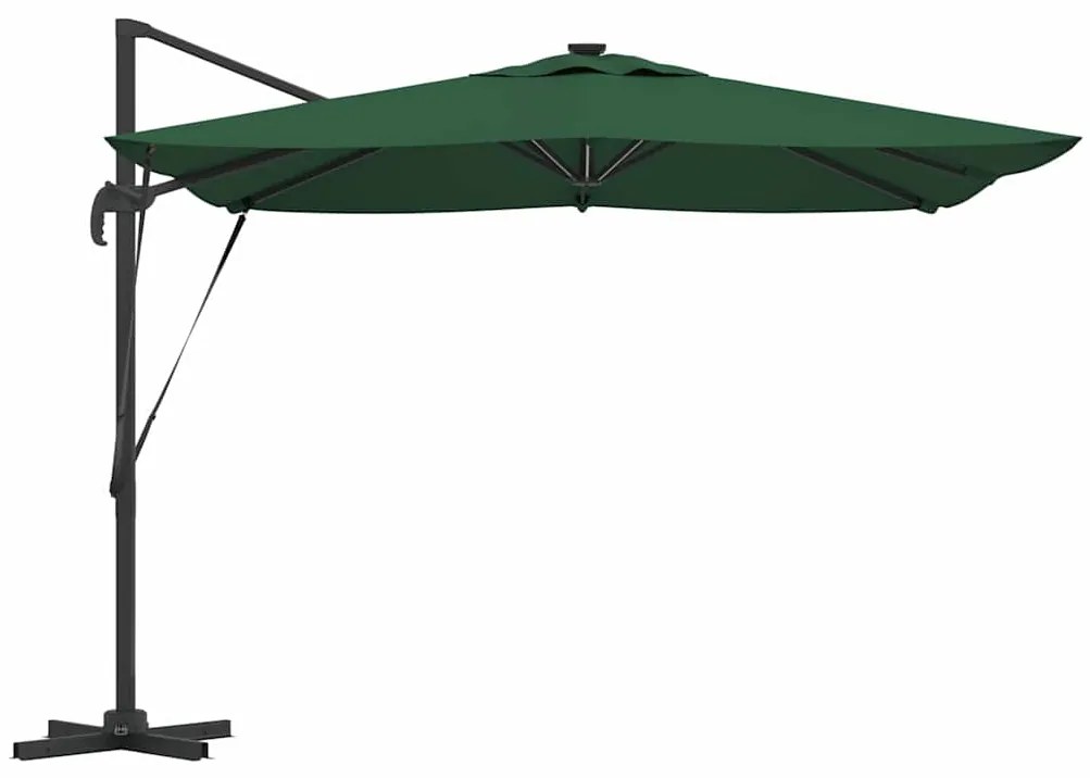 Guarda-Sol Cantiléver Roma com LEDs - Verde, 286 x 285 x 270 cm de Alu