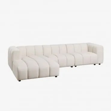 Sofá Modular Chaise Longue Esquerdo De 3 Peças Em Tecido Bouclé Eliot Bouclé Bege Creme - Sklum