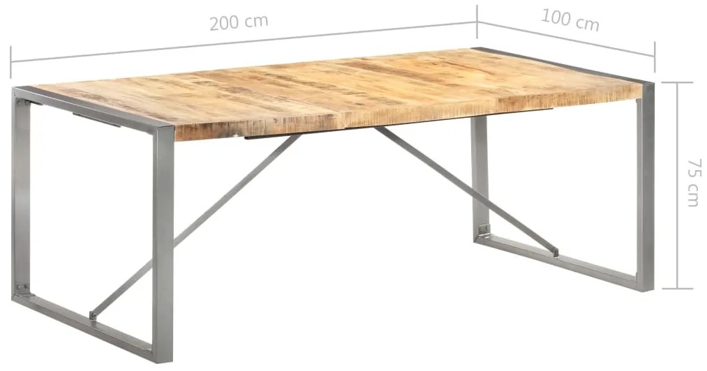 Mesa de jantar 200x100x75 cm madeira de mangueira maciça áspera