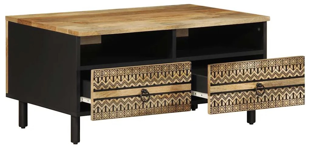 Mesa de centro 80x54x40cm madeira mangueira áspera maciça preto