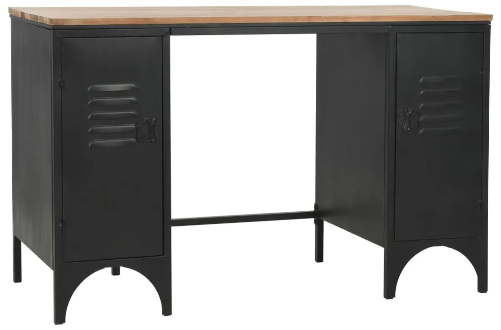 Secretária pedestal duplo madeira abeto maciça aço 120x50x76cm