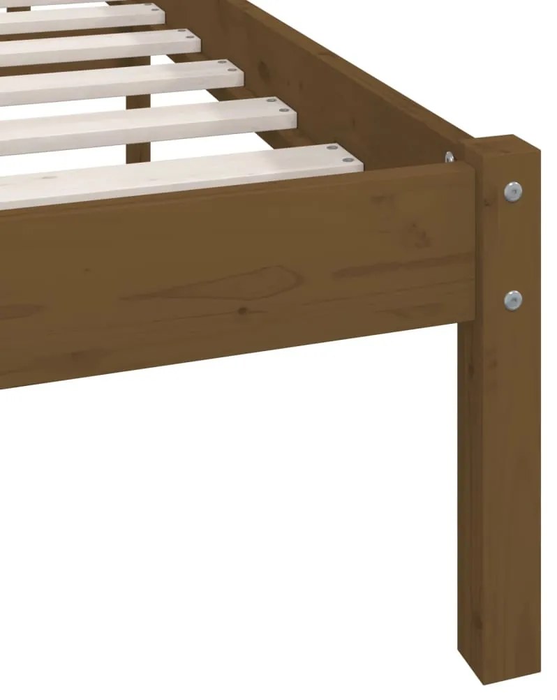 Estrutura cama solteiro UK 90x190 cm pinho maciço castanho-mel