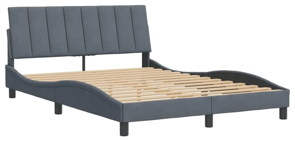 Estrutura de cama sem colchão 140x200 cm veludo cinzento-escuro