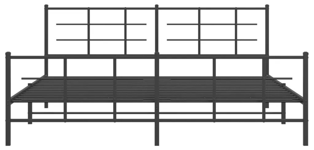 Estrutura de cama com cabeceira e pés 200x200 cm metal preto