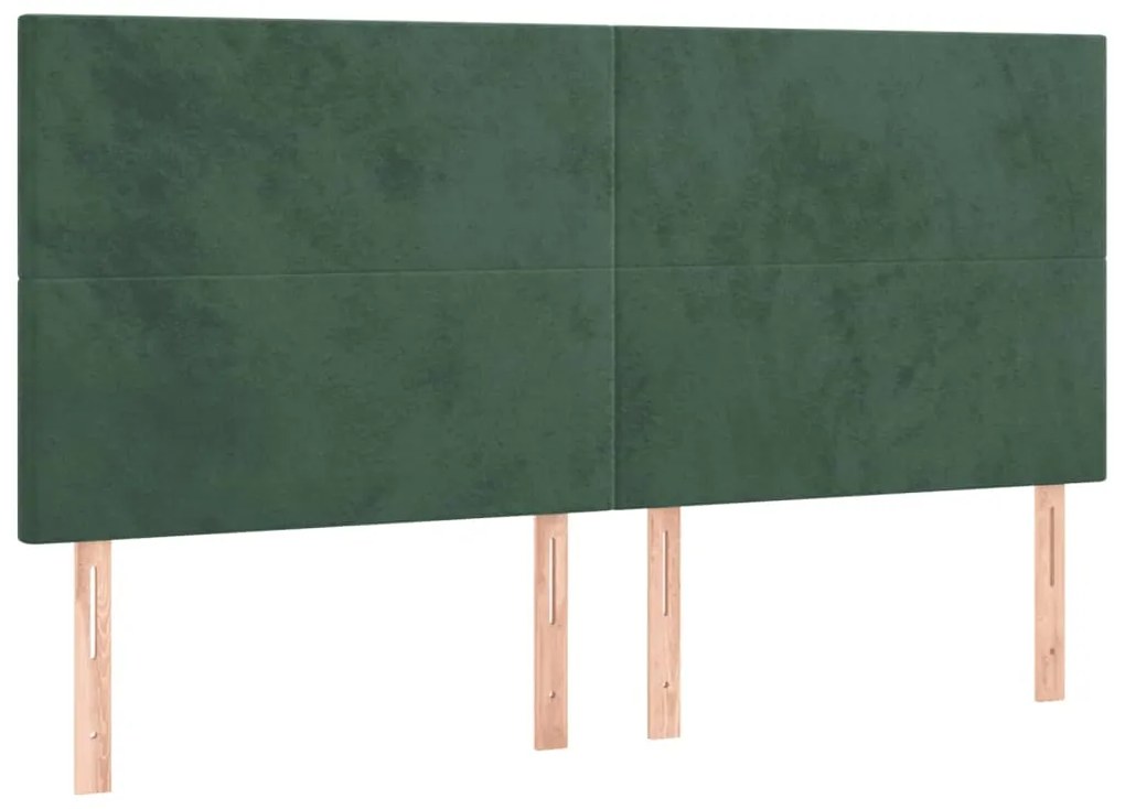 Cabeceira de cama c/ LED veludo 180x5x118/128 cm verde-escuro