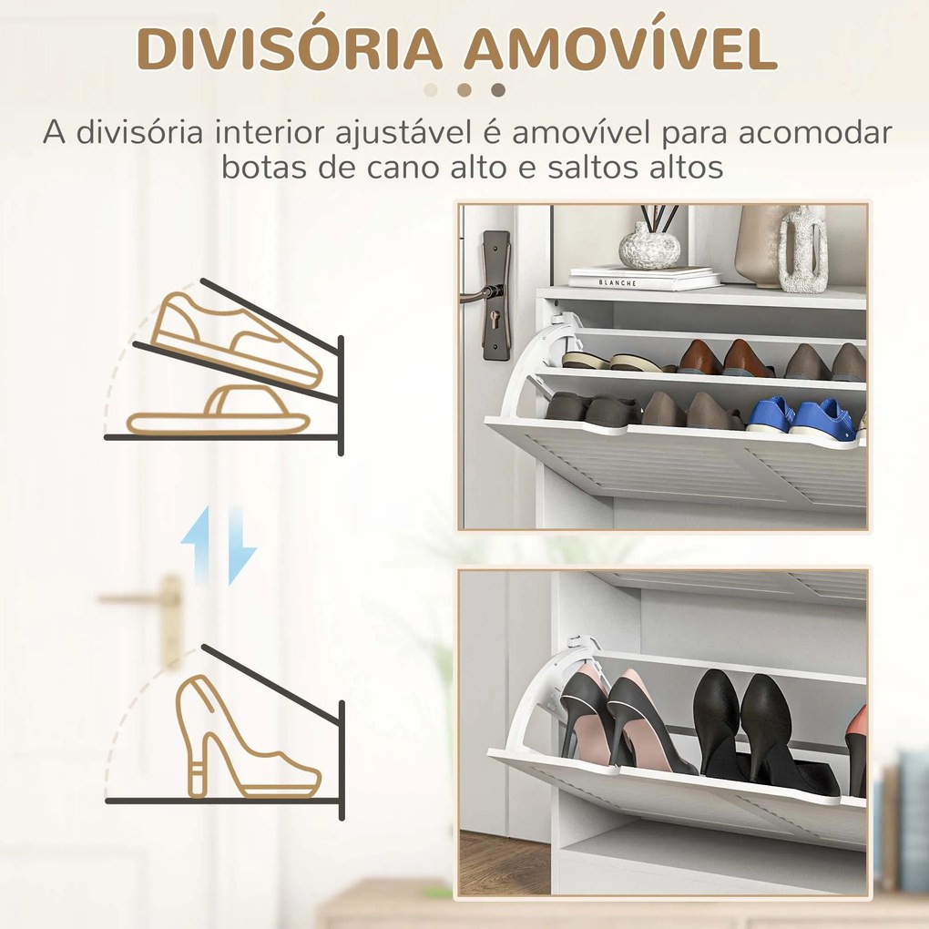 Sapateira Moderna Sapateira Entrada com 2 Gavetas Rebatíveis e Pratele