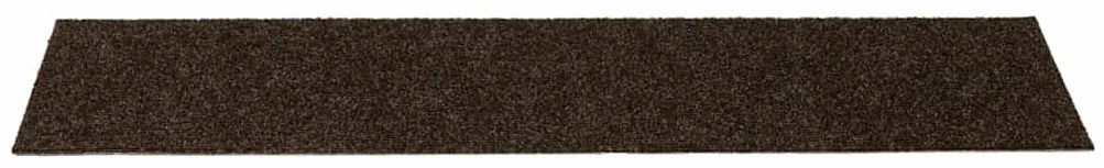 Tapetes de escada autoadesivos 30 peças 76x20 cm marrom retangular