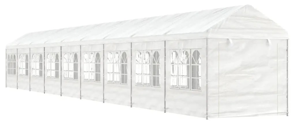 vidaXL Gazebo com telhado 20,07x2,28x2,69 m polietileno branco