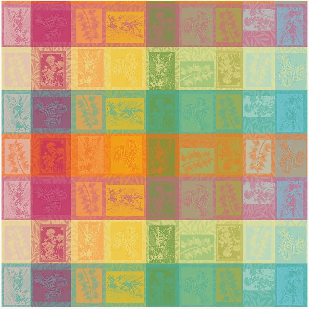 Toalha de mesa redonda em tecido jacquard de algodão com revestimento acrílico Arc En Ciel