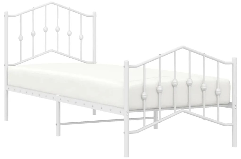 Estrutura de cama com cabeceira e pés 80x200 cm metal branco