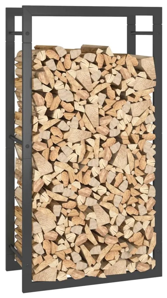 Suporte para lenha 50x28x94 cm aço preto mate