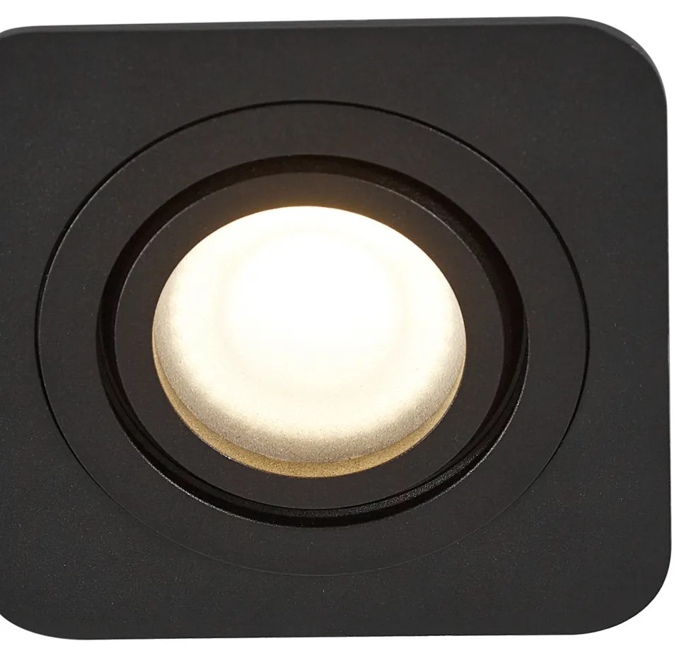 Conjunto de 6 focos embutidos redondos pretos GU10 50mm giratórios e inclináveis IP44 - Alberto