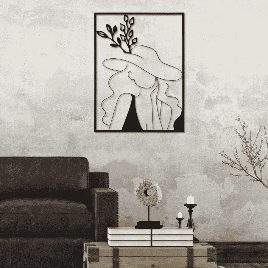PAINEL DE PAREDE DE FERRO ELEGANT 60X1X80 CM PRETO