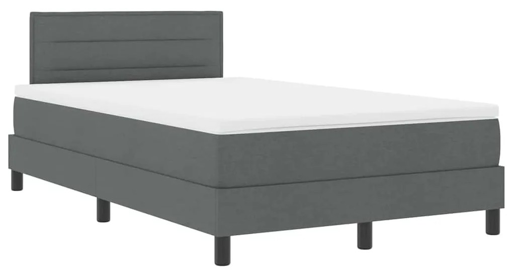 Cama Box Spring com Colchão &amp; LED Cinza Escuro 120x190 cm Tecido