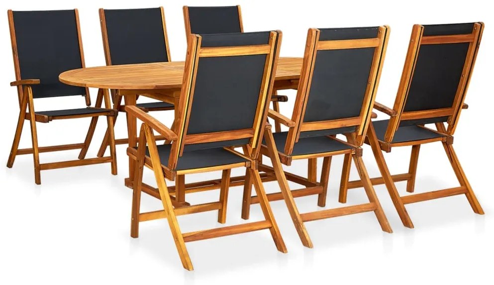7 pcs conjunto de jantar de exterior madeira acácia maciça