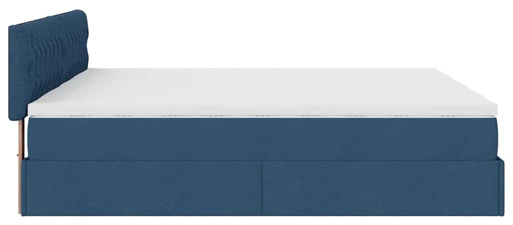 Estrutura de cama otomana com colchões 180x200cm tecido azul