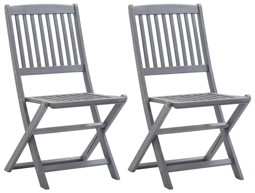 vidaXL Cadeiras de jardim dobráveis 2 pcs madeira acácia maciça