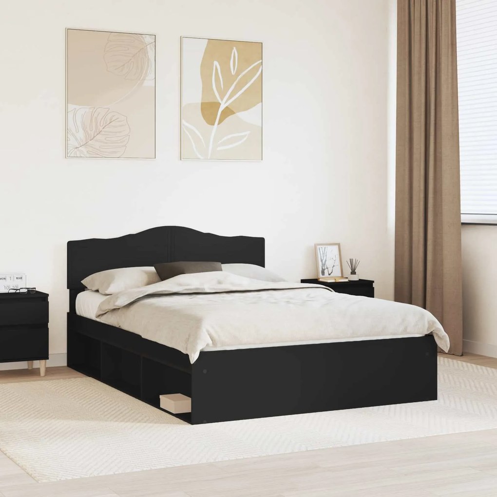 vidaXL Estrutura da Cama Preto 140 x 190 cm Madeira de Pinheiro Sólida