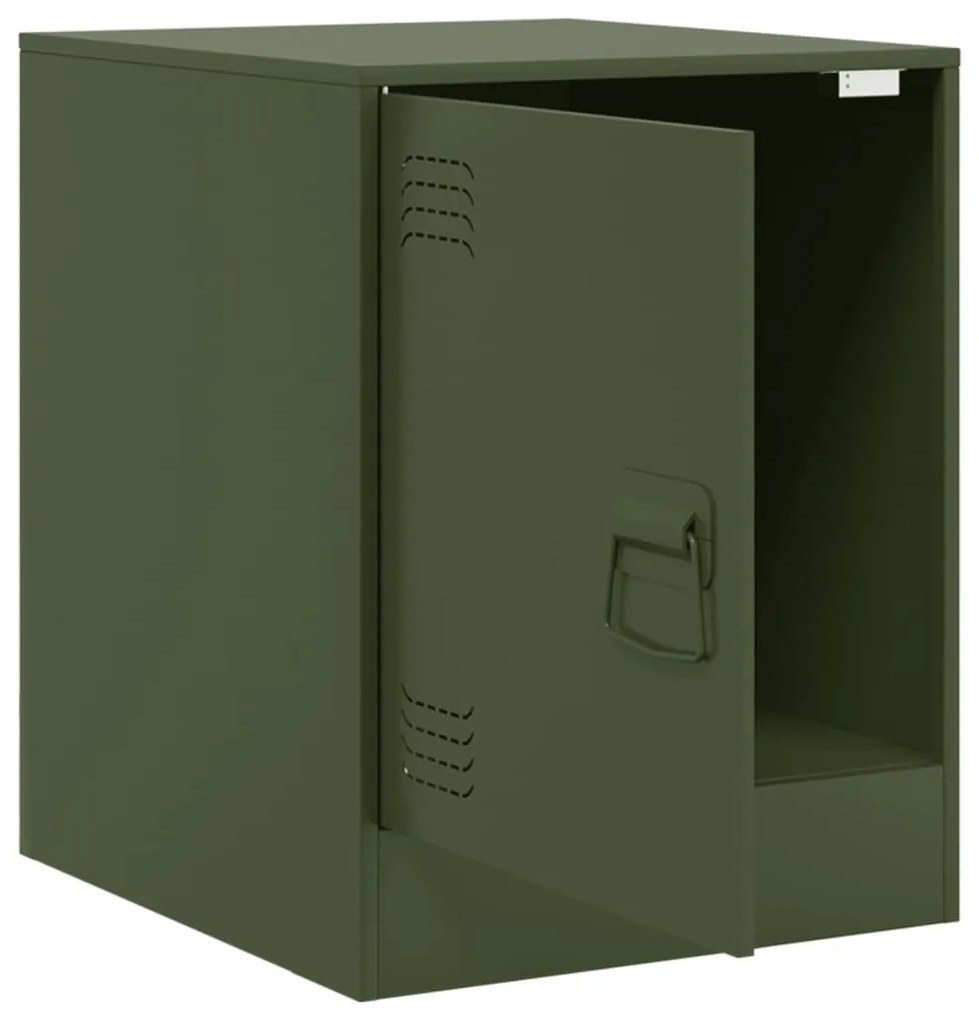 Mesas de cabeceira 2 pcs 34,5x39x44 cm aço verde azeitona