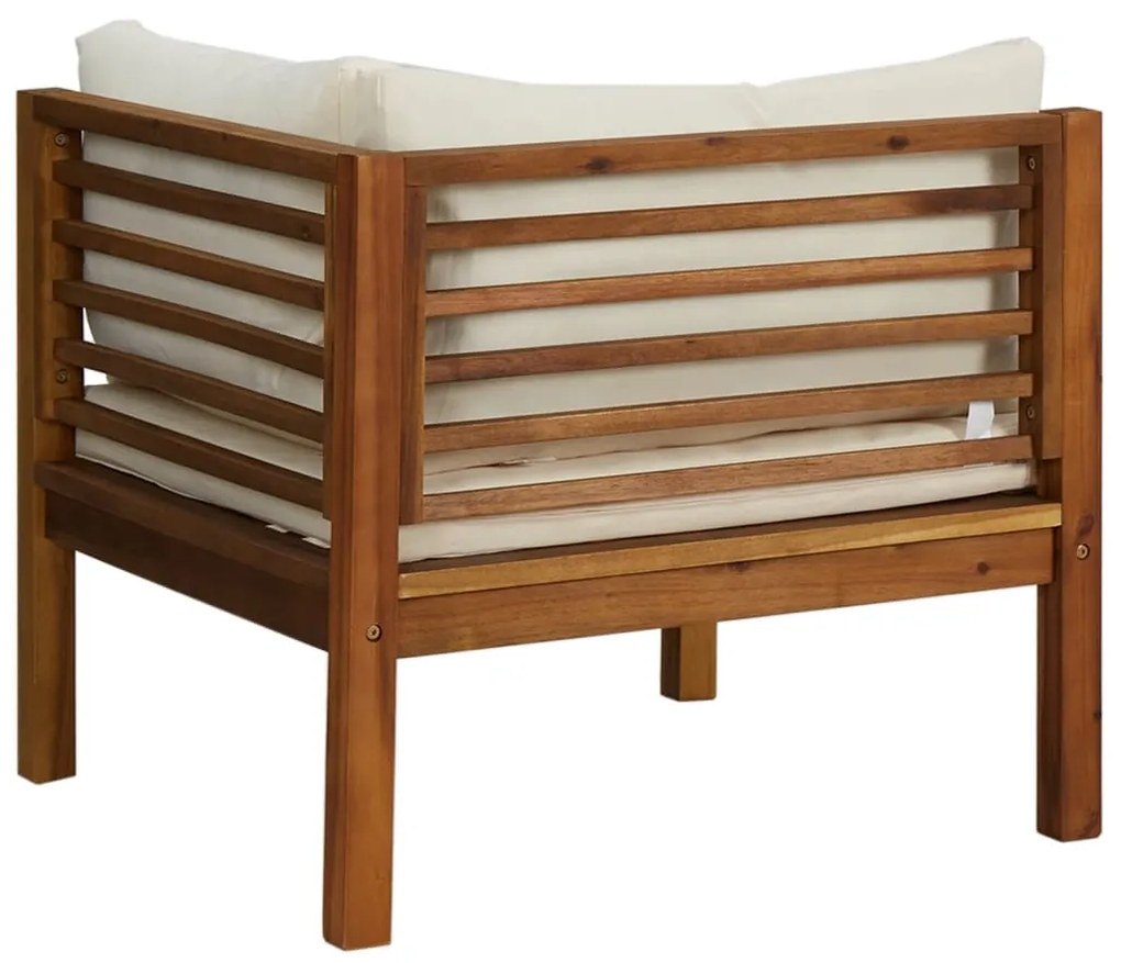 Sofás de canto 2 pcs c/ almofadões branco nata acácia maciça