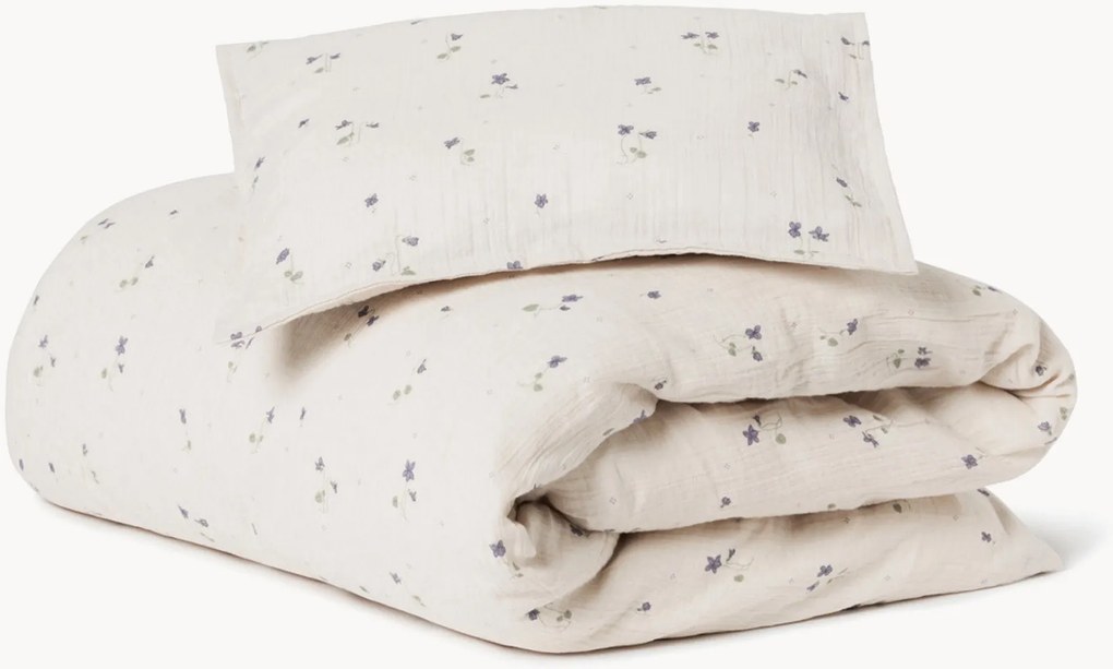 Conjunto de roupa de cama de bebé em algodão Viola, 100 x 140 cm + 1 almofada 40 x 60 cm