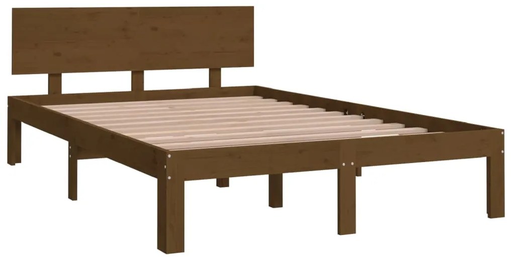 Estrutura cama pequena de casal 120x190 cm madeira castanho-mel