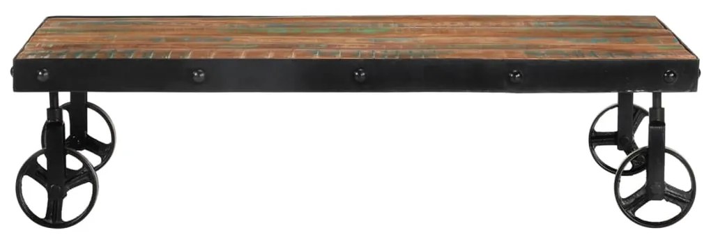 Mesa de centro c/ rodas 100x60x26 cm madeira recuperada maciça