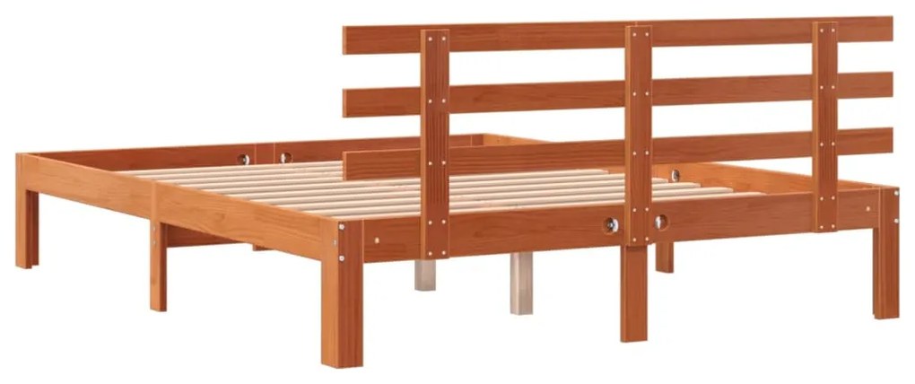 Cama sem colchão 120x200 cm madeira pinho maciça castanho-mel