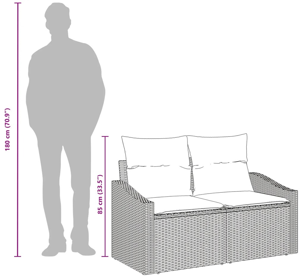 Sofá de Jardim para 2 Pessoas com Armazenamento e Almofadas VidaXL Pre