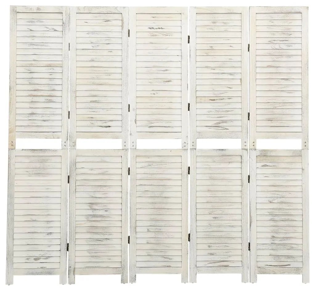 Biombo com 5 painéis 178,5x166 cm madeira branco antigo