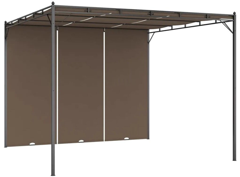 Gazebo jardim c/ cortina lateral 3x3x2,25m cinzento-acastanhado
